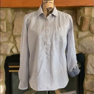 Tommy Hilfiger L Ladies Shirt. Blue and white striped.